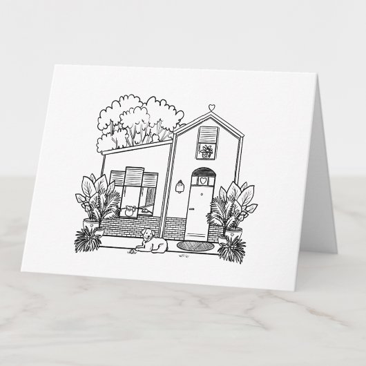 Kleur je eigen Schattigee huis met Dog Blank Bedankkaart