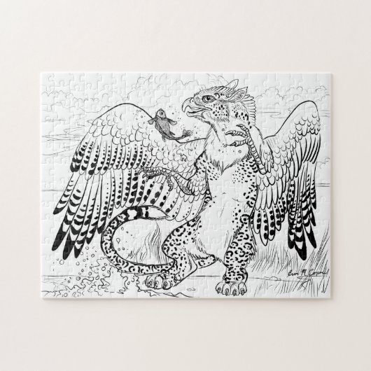 Kleur je eigen visserij Luipaard Gryphon Legpuzzel (Horizontaal)