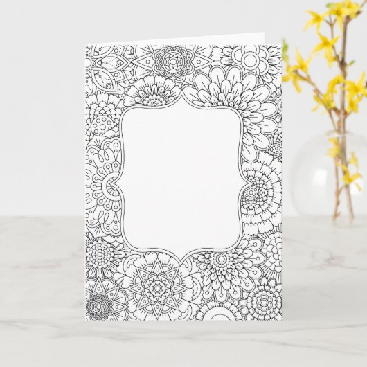 Kleur je eigen Wenskaart Kaart (Gele Bloem)