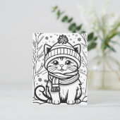 Kleur je eigen! Winterkitten Briefkaart (Staand voorkant)