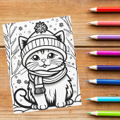 Kleur je eigen! Winterkitten Briefkaart