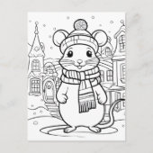 Kleur je eigen! Wintermuis Briefkaart (Voorkant)