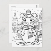 Kleur je eigen! Wintermuis Briefkaart (Voorkant / Achterkant)