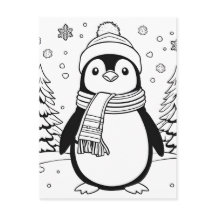 Kleur je eigen! Winterpinguïn Briefkaart