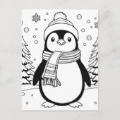 Kleur je eigen! Winterpinguïn Briefkaart (Voorkant)