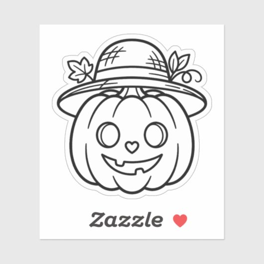 Kleur Je Eigen Zomer Pompoen Strohoed Sticker (Vel)