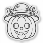 Kleur Je Eigen Zomer Pompoen Strohoed Sticker (Voorkant)