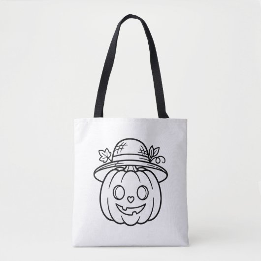 Kleur Je Eigen Zomer Pompoen Strohoed Tote Bag (Voorkant)
