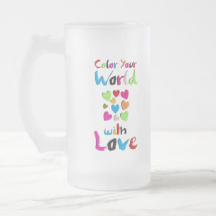 Kleur je wereld met liefde - Vibrant Heart Design Matglas Bierpul