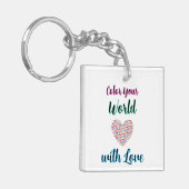 Kleur je wereld met liefde - Vibrant Heart Design Sleutelhanger (Voorkant Links)