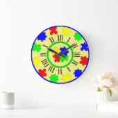 Kleur Jigsaw Puzzel stukken, Romeinse cijfers Minu Grote Klok (Huis)