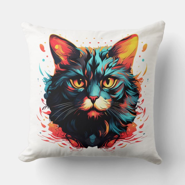 Kleur kat kussen (Voorkant)
