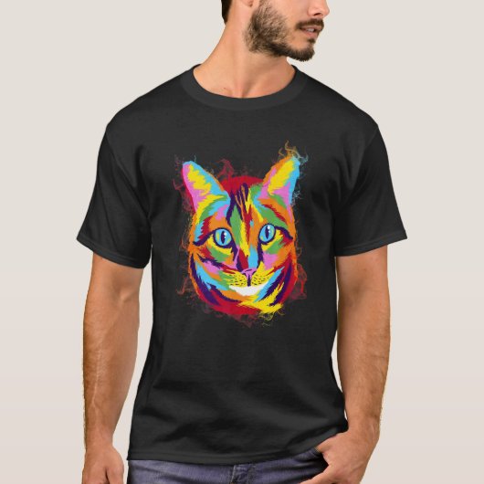 Kleur kat spat water t-shirt (Voorkant)