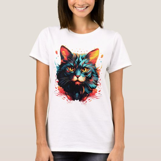 Kleur kat t-shirt (Voorkant)