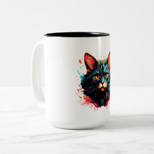 Kleur kat tweekleurige koffiemok