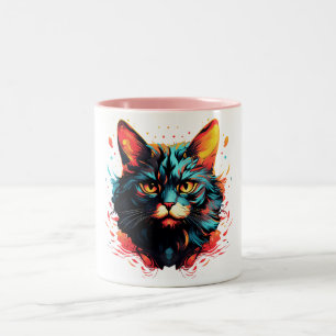 Kleur kat tweekleurige koffiemok