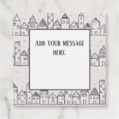 Kleur kerstdorp op de pagina in de sneeuw bedankjes labels (Achterkant)