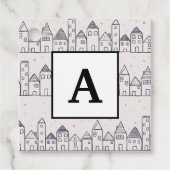 Kleur kerstdorp op de pagina in de sneeuw bedankjes labels (Voorkant)