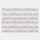 Kleur kerstdorp op de pagina in de sneeuw inpakpapier vel (Voorkant 2)