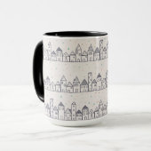 Kleur kerstdorp op de pagina in de sneeuw mok (Voorkant links)