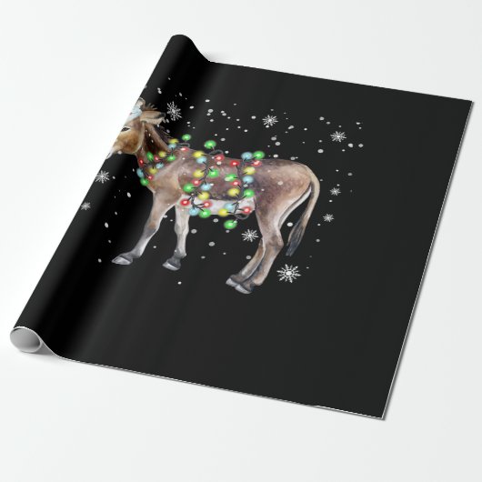 Kleur kerstlampje Donkey  | Santa Donkey Gift Cadeaupapier (Uitgerold)
