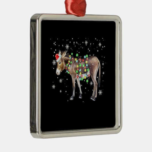 Kleur kerstlampje Donkey | Santa Donkey Gift Metalen Ornament (Rechts)