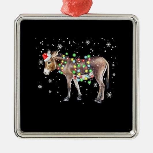 Kleur kerstlampje Donkey | Santa Donkey Gift Metalen Ornament (Voorkant)