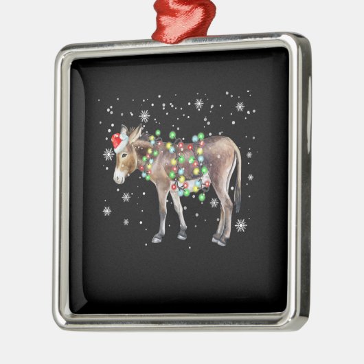 Kleur kerstlampje Donkey | Santa Donkey Gift Metalen Ornament (Links)