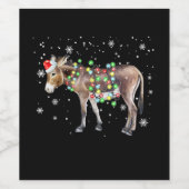 Kleur kerstlampje Donkey | Santa Donkey Gift Wijn Etiket (Enkel label)