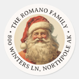 Kleur  Kerstman Kerstmis Adres Ronde Sticker