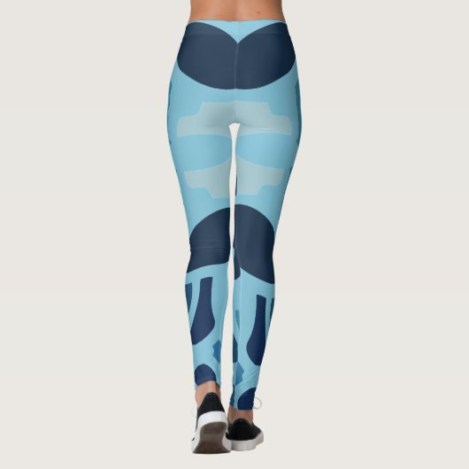Kleur Leuk Blauw Collage Patroon Leggings (Achterkant)