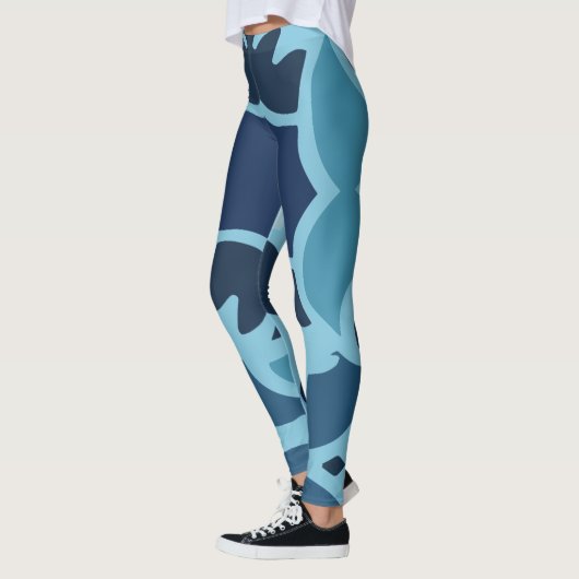Kleur Leuk Blauw Collage Patroon Leggings (Links)
