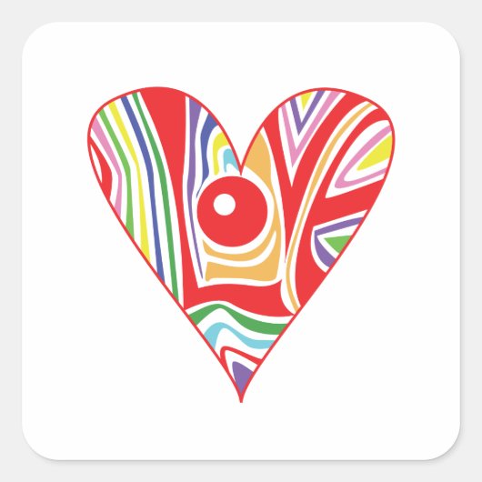 Kleur LIEFDE hart Vierkante Sticker (Voorkant)