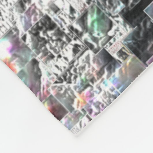 Kleur lijkt op vierkante dvd-snippers, ruwe mozaïe fleece deken (Hoek)