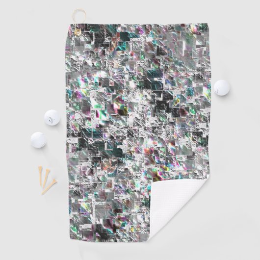 Kleur lijkt op vierkante dvd-snippers, ruwe mozaïe golfhanddoek (Insitu)