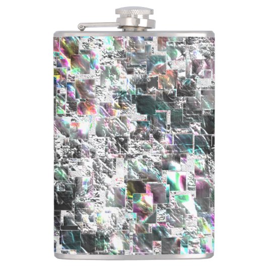 Kleur lijkt op vierkante dvd-snippers, ruwe mozaïe heupfles