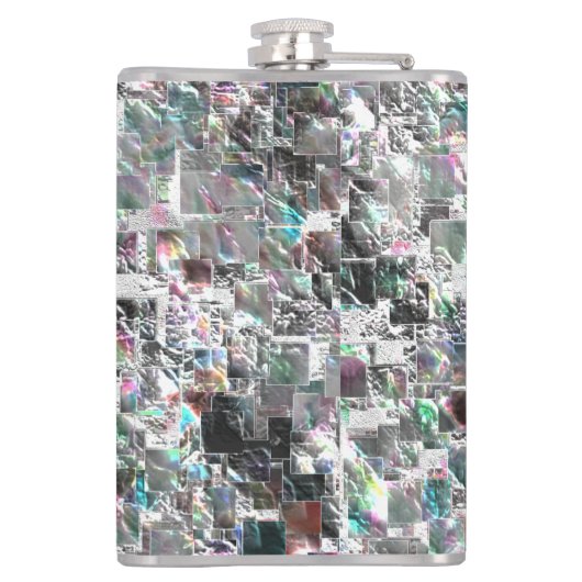 Kleur lijkt op vierkante dvd-snippers, ruwe mozaïe heupfles (Achterkant)