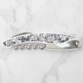 Kleur lijkt op vierkante dvd-snippers, ruwe mozaïe kurkentrekker