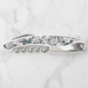 Kleur lijkt op vierkante dvd-snippers, ruwe mozaïe kurkentrekker