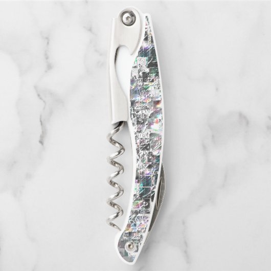 Kleur lijkt op vierkante dvd-snippers, ruwe mozaïe kurkentrekker (Voorkant)