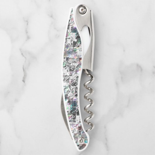 Kleur lijkt op vierkante dvd-snippers, ruwe mozaïe kurkentrekker (Achterkant)