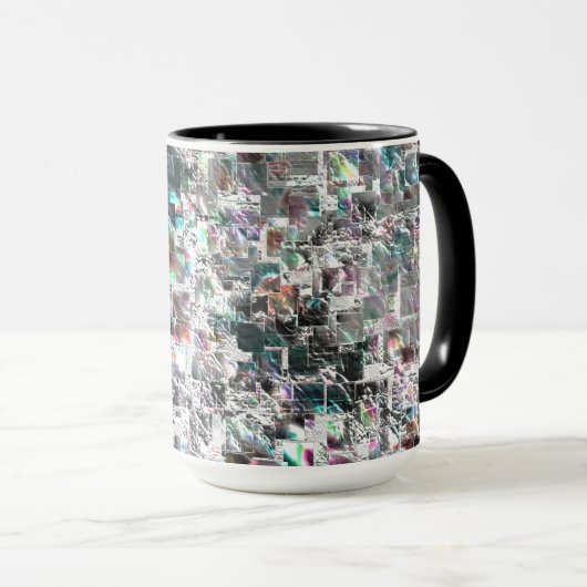 Kleur lijkt op vierkante dvd-snippers, ruwe mozaïe mok (Voorkant rechts)