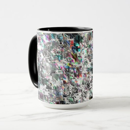 Kleur lijkt op vierkante dvd-snippers, ruwe mozaïe mok (Voorkant links)