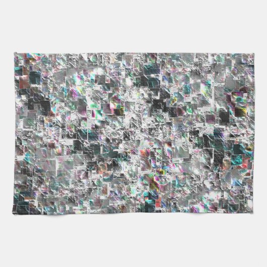 Kleur lijkt op vierkante dvd-snippers, ruwe mozaïe theedoek (Horizontaal)