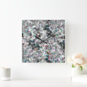 Kleur lijkt op vierkante dvd-snippers, ruwe mozaïe vierkante klok (Huis)