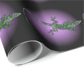 kleur lizards salamanders paars en groen cadeaupapier (Rol Hoek)