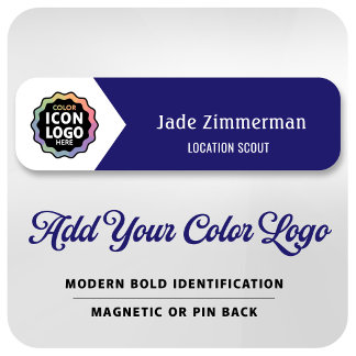 Kleur Logo Marineblauw Wit Werknemer Zakelijk ID Naamplaatje
