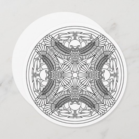 Kleur Mandala Artikel 5.25 x 5.25 Uitnodigingscirk Kaart (Voorkant / Achterkant)