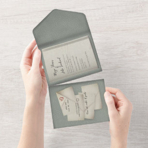 Kleur Match Liefde Notitie Boek Huwelijksuitnodigi All In One Uitnodiging