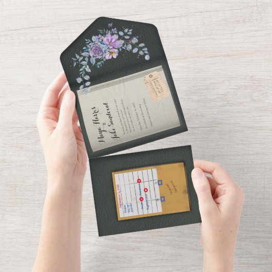 Kleur Match Waterverf Boek Huwelijksuitnodiging All In One Uitnodiging (Afscheurbaar)